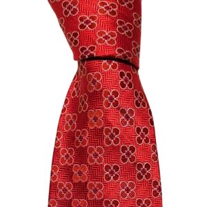 XMI Platinum Silk Necktie Mens Scarlett Floral Preppy Designer Tie EUC